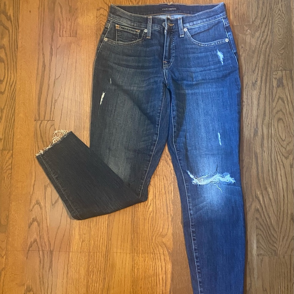 Lucky Brand Dark Blue Distressed Skinny Jeans